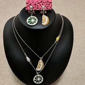 Betsey Johnson Citrus Necklace and Earrings